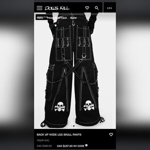 Tripp NYC Backup Skull Pants Bondage Pants Spiked Alternative Rave